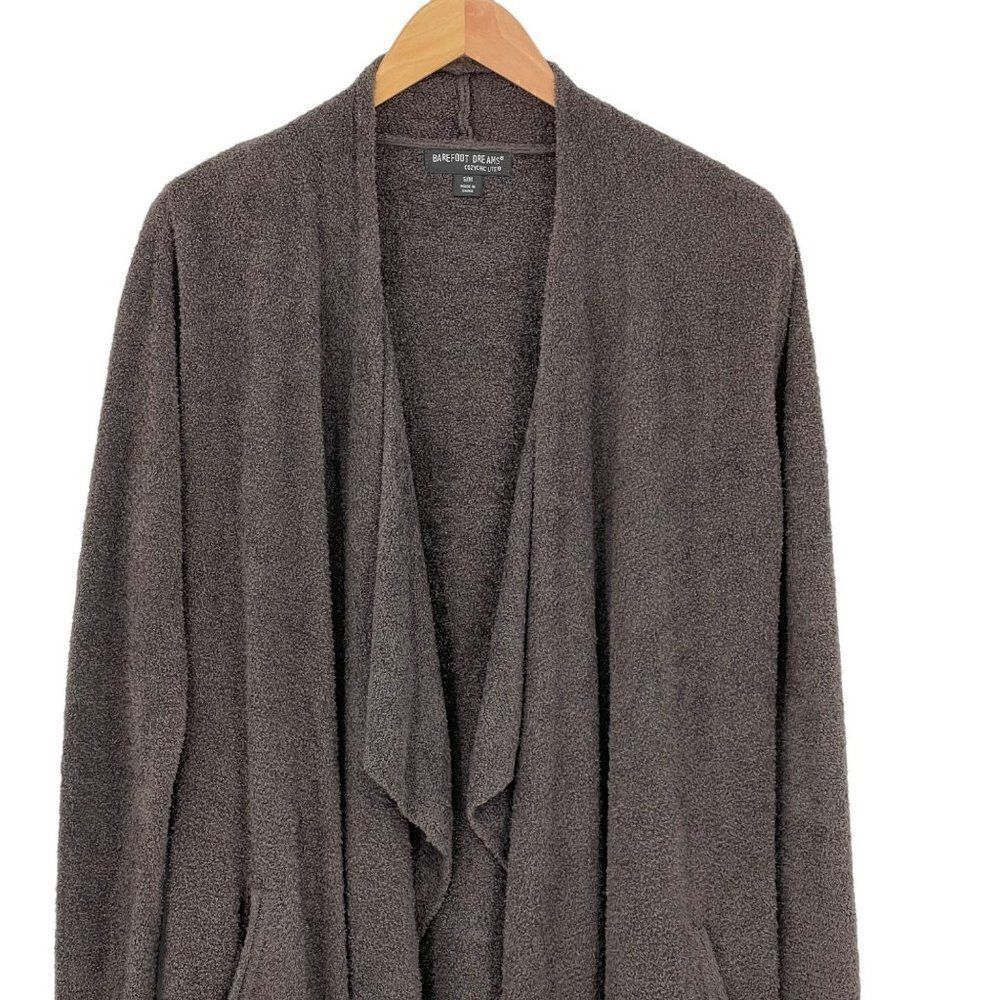 Barefoot Dreams‎ Cozy Chic Lite Island Wrap Cardigan Sweater Carbon Gray S/M - Picture 5 of 12
